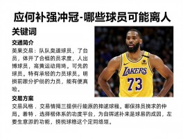 湖人队交易球员丨应如何补强冲冠，哪些球员可能离队，最新交易方案解析