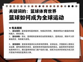 篮球体育世界,篮球如何成为全球运动,篮球规则有哪些变化,篮球未来发展趋势