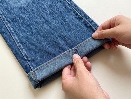 怎么裁裤边原边，保留原边技巧，牛仔裤剪短留原边方法，裤脚翻折方法