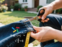 院子裁裤边全攻略，自己裁裤脚怎么剪齐，裤边怎么缝隐形针，裁裤脚计算公式