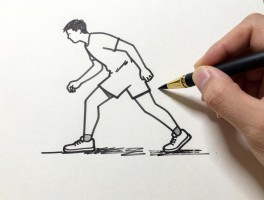 中锋脚步简笔画,如何画出流畅线条,中锋运笔技巧有哪些,简笔画入门步骤