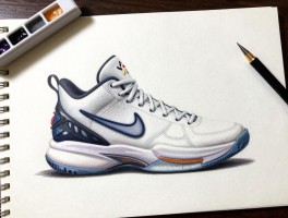 篮球鞋手绘,零基础如何开始,需要哪些工具,怎样画出皮革质感