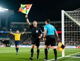 进球庆祝边裁举旗,进球后边裁举旗什么意思,边裁举旗后主裁判怎么判罚