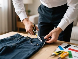 男士怎样裁裤边,在家如何剪裤脚,裁裤边工具准备什么,男裤裁边保留原边方法