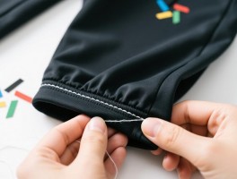 压缩裤裁裤边怎么裁的,弹力面料如何锁边不脱线,运动裤脚收口技巧