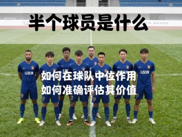 半个球员是什么,如何在球队中发挥作用,如何准确评估其价值
