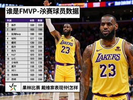 湖人热火总决赛球员数据,谁是FMVP,詹姆斯数据如何,戴维斯表现怎样
