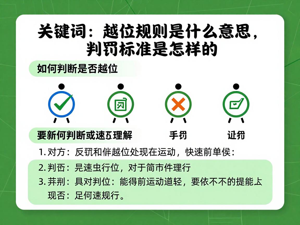 越位规则是什么意思,判罚标准是怎样的,如何判断是否越位,新手怎么快速理解 越位规则是什么意思,判罚标准是怎样的,如何判断是否越位,新手怎么快速理解