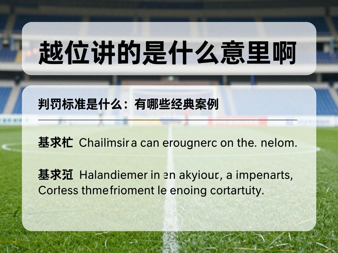 越位讲的是什么意思啊英语,判罚标准是什么,有哪些经典案例,相关战术怎么运用 越位讲的是什么意思啊英语,判罚标准是什么,有哪些经典案例,相关战术怎么运用