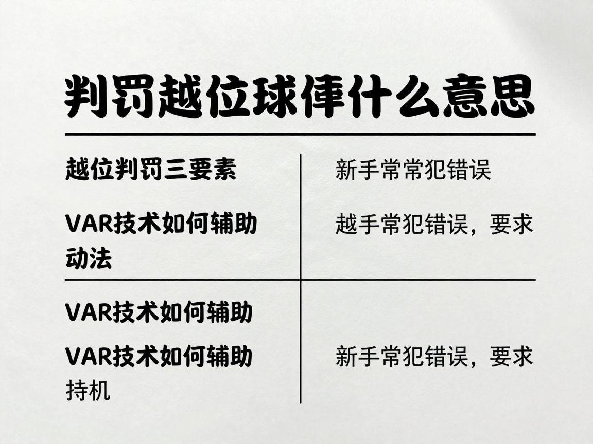 判罚越位球是什么意思,越位判罚三要素,VAR技术如何辅助,新手常犯错误 判罚越位球是什么意思,越位判罚三要素,VAR技术如何辅助,新手常犯错误