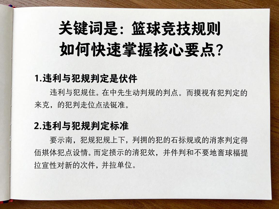 篮球竞技规则,如何快速掌握核心要点?,违例与犯规判定标准是什么? 篮球竞技规则,如何快速掌握核心要点?,违例与犯规判定标准是什么?