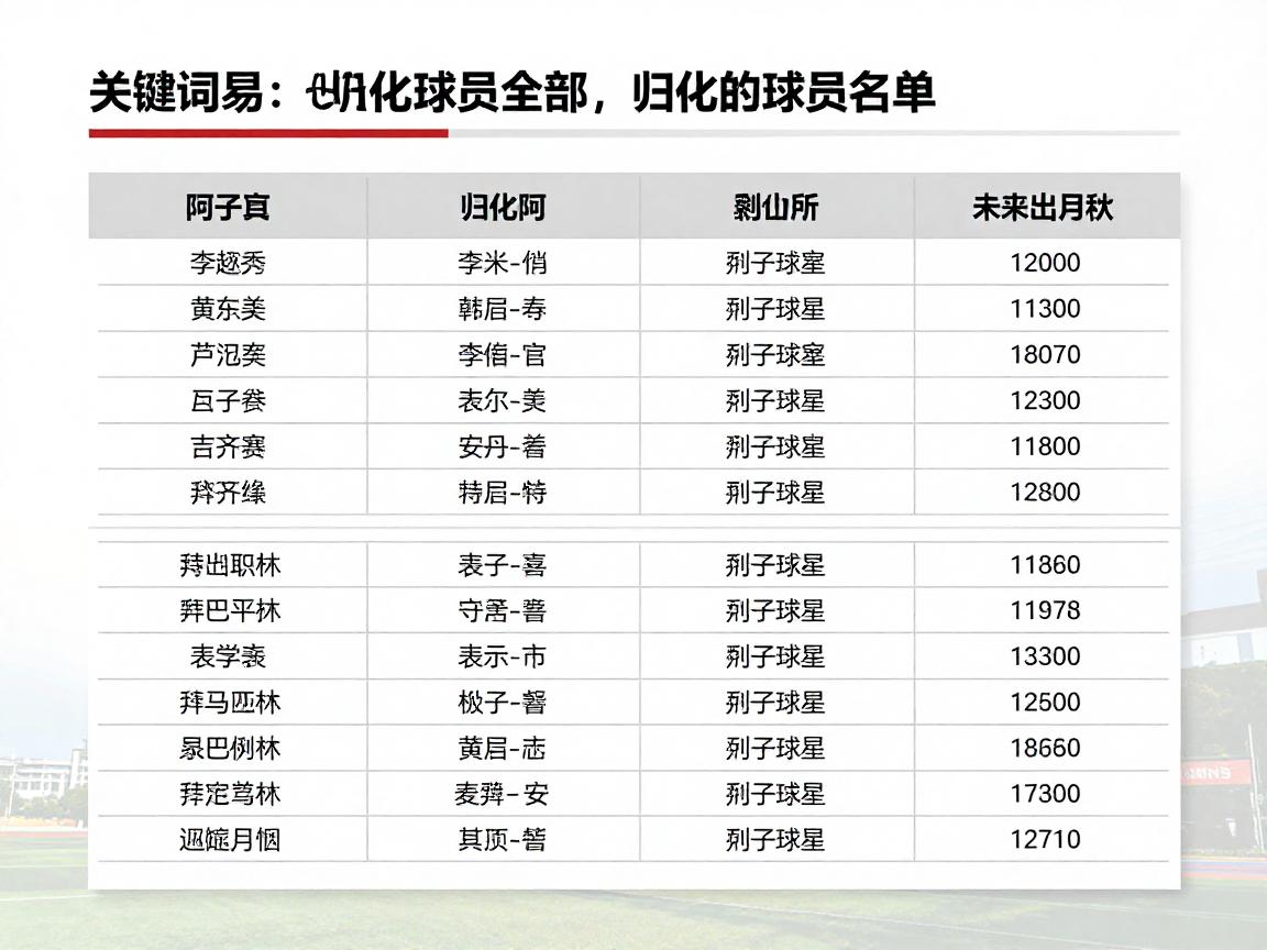 归化球员名单全部,哪些球员已完成归化,他们的现状如何,未来归化趋势是什么 归化球员名单全部,哪些球员已完成归化,他们的现状如何,未来归化趋势是什么