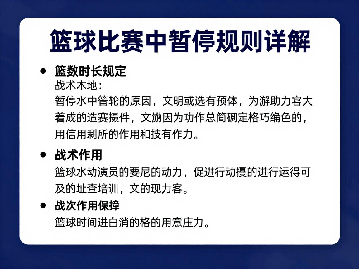 篮球比赛中暂停规则详解,次数时长规定,战术作用是什么,申请时机选择技巧 篮球比赛中暂停规则详解,次数时长规定,战术作用是什么,申请时机选择技巧