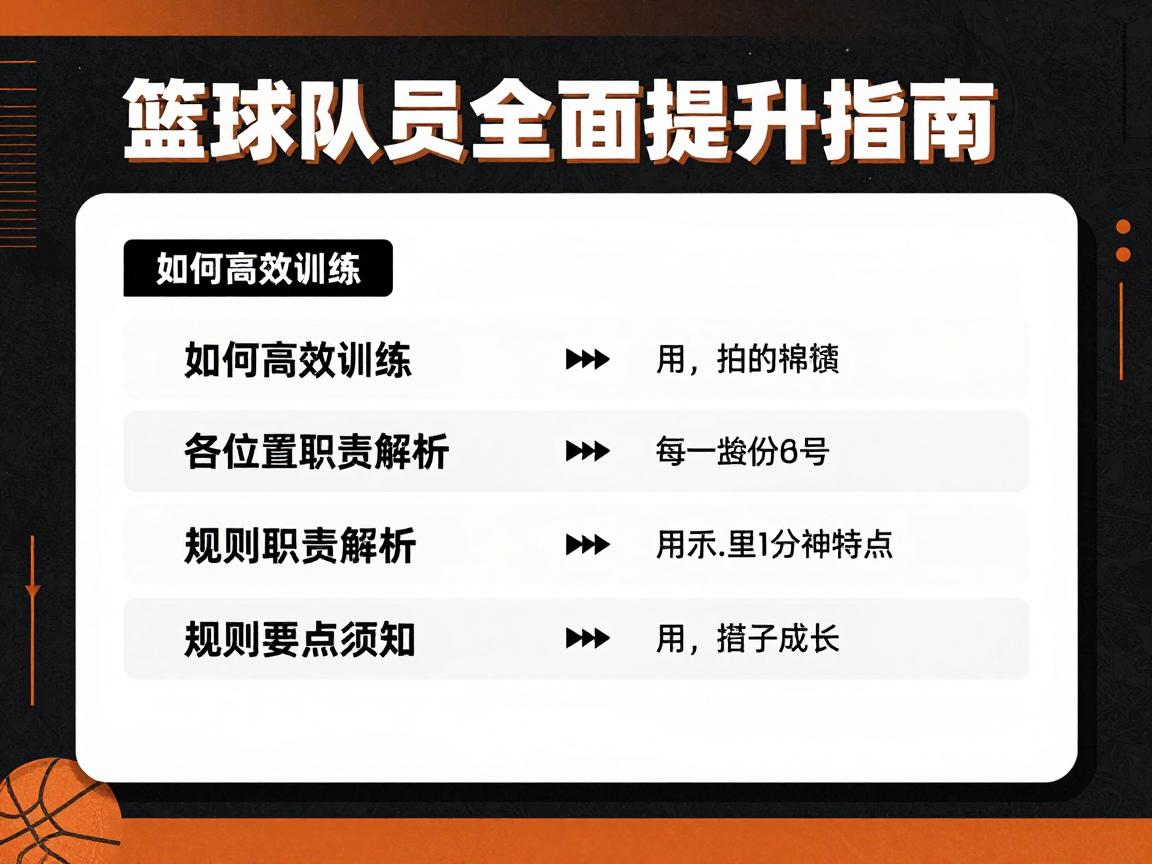 篮球队员全面提升指南:如何高效训练,各位置职责解析,规则要点须知 篮球队员全面提升指南:如何高效训练,各位置职责解析,规则要点须知