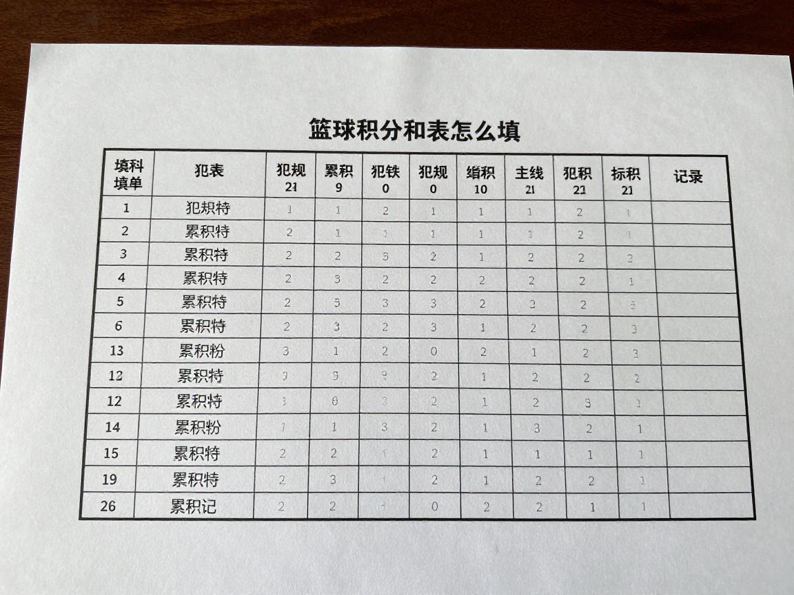 篮球积分表怎么填,填写步骤有哪些,犯规符号如何标记,累积分栏怎么记录 篮球积分表怎么填,填写步骤有哪些,犯规符号如何标记,累积分栏怎么记录