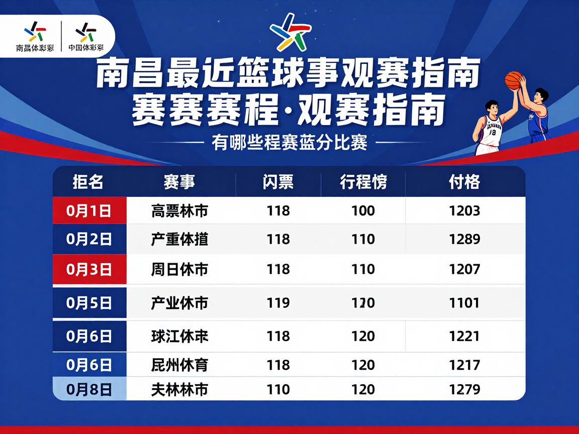 南昌最近篮球赛事观赛指南,有哪些精彩赛事,如何购票,赛程如何安排? 南昌最近篮球赛事观赛指南,有哪些精彩赛事,如何购票,赛程如何安排?