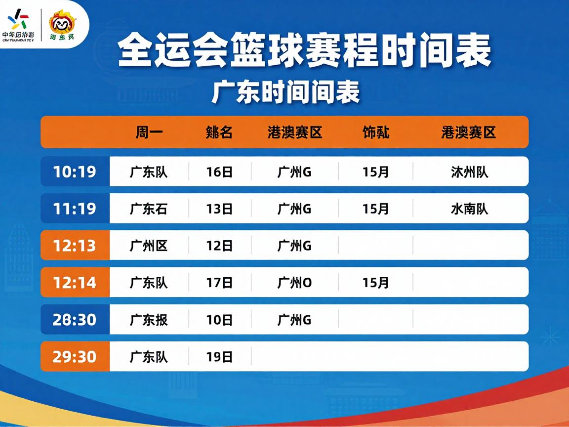 全运会篮球赛程时间表,门票怎么购买,广东队赛程如何安排,港澳赛区有哪些看点 全运会篮球赛程时间表,门票怎么购买,广东队赛程如何安排,港澳赛区有哪些看点