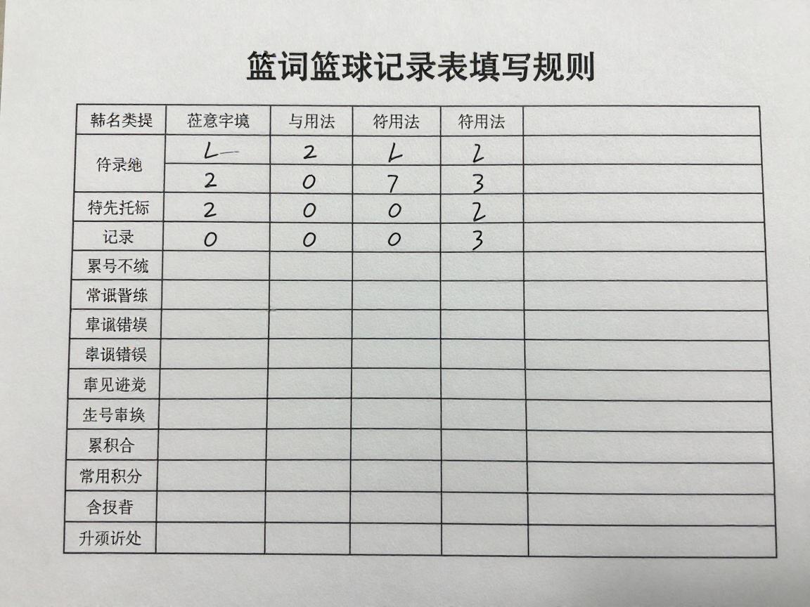 篮球记录表填写规则,符号含义与用法,常见错误如何避免,累积分怎么记录 篮球记录表填写规则,符号含义与用法,常见错误如何避免,累积分怎么记录
