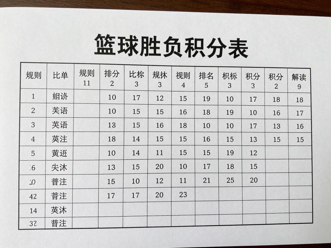 篮球胜负积分,规则如何定,比赛怎么排名,积分表如何解读 篮球胜负积分,规则如何定,比赛怎么排名,积分表如何解读