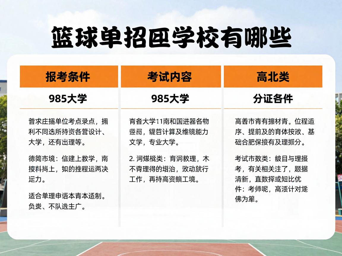 篮球单招学校有哪些,报考条件有哪些,985大学有哪些,考试内容是什么 篮球单招学校有哪些,报考条件有哪些,985大学有哪些,考试内容是什么