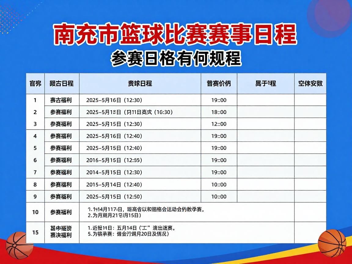 南充市篮球比赛,赛事日程如何安排,参赛资格有哪些要求,如何报名参加 南充市篮球比赛,赛事日程如何安排,参赛资格有哪些要求,如何报名参加